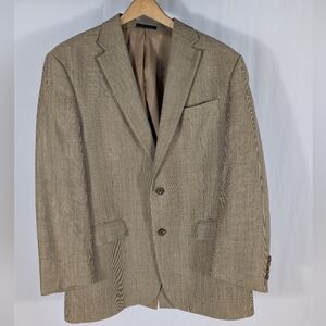 Lauren Ralph Lauren Wool Silk Blend Houndstooth Beige Men's Blazer Size 42R